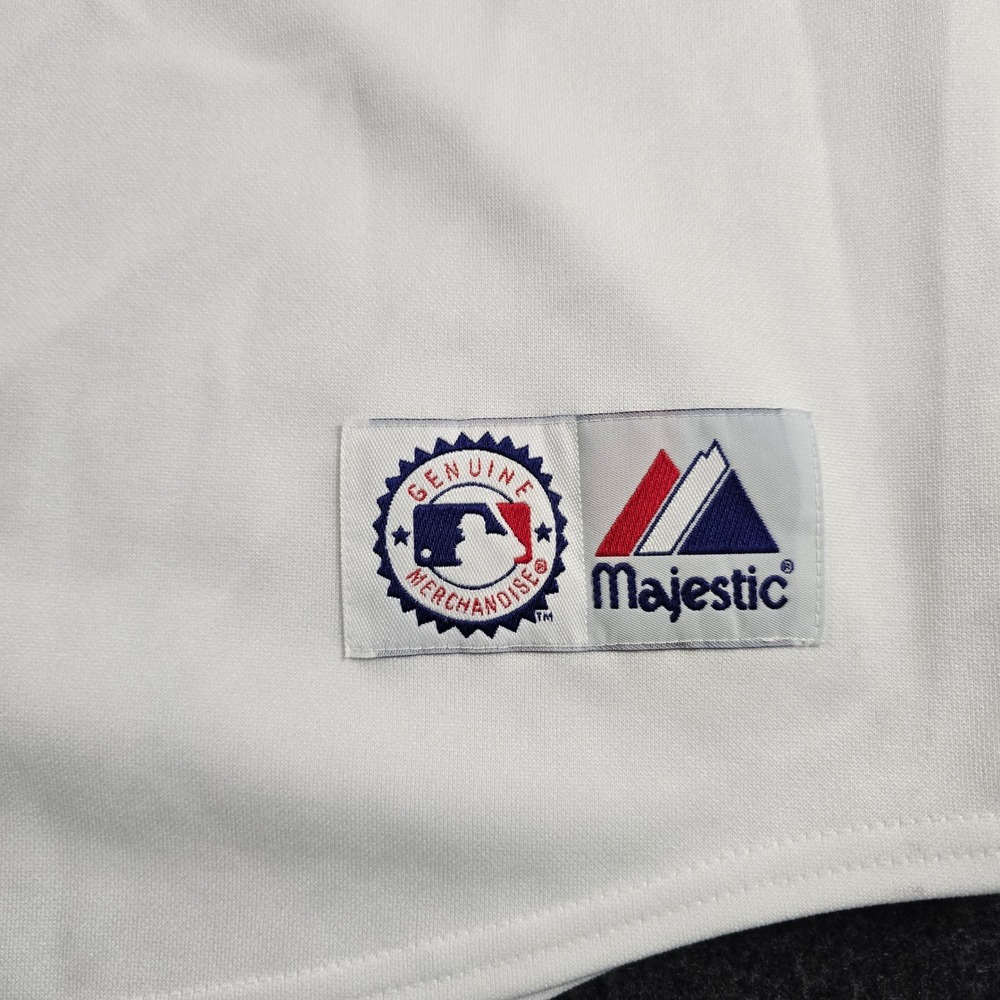Vtg 90s Majestic Tampa Bay Rays MLB Baseball Jersey White Green Men's XL - Picture 9 of 11